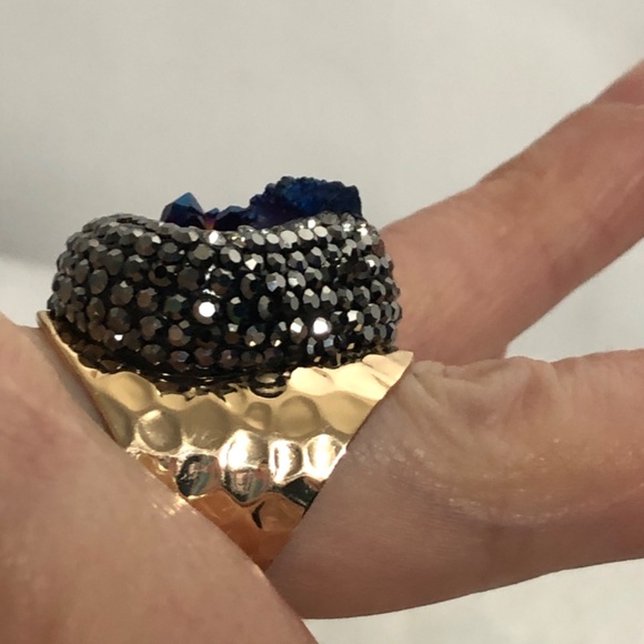 Women’s Blue Druzy Adjustable Ring.NEW - Picture 3 of 5